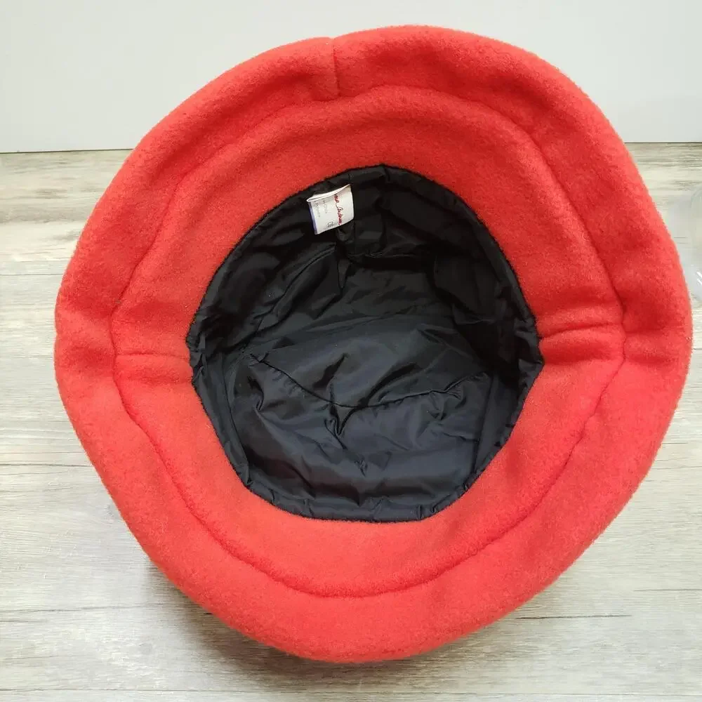 Hanna Andersson Hat Bucket Girls One Size Red Fleece Lined Winter Warm